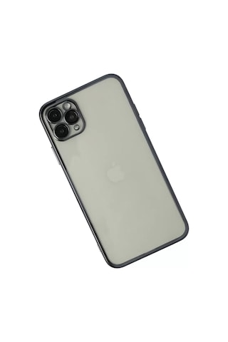Apple iPhone Uyumlu 11 Pro Kılıf Lensli Silikon - Siyah Çok Renkli