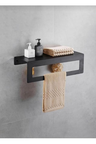 30 Cm Siyah Raflı Havlu Askısı Siyah