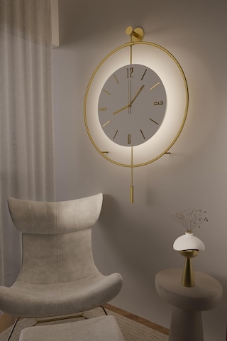 Metaquartz Aksesuar Timelles Kristal Gold Özel Seri-quartz Mekanizmalı Ledli Duvar Saati Gold 50 X 75 Çok Renkli