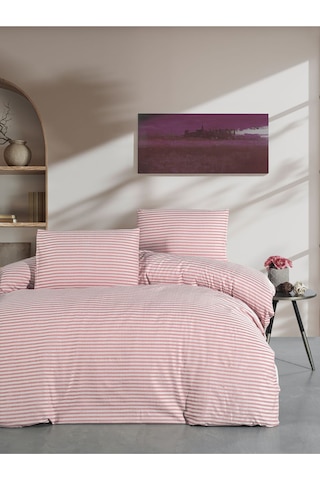 Lastikli Çarşaflı Tek Kişilik Nevresim Takımı Saten Gül Kurusu Gül Kurusu