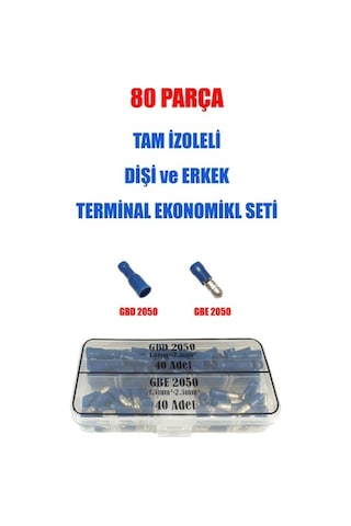 80 Parça Izoleli Dişi Ve Erkek Terminal Ekonomik Seti