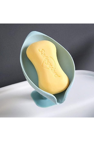 Yaprak Şekli Sabun Kutusu Drenaj Sabunluk Banyo Aksesuarları Vantuz Sabunluk Tepsi Sabunluk Banyo Sabunu Konteyner Yeşil