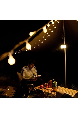 Symbee Dış Mekan Gölge Işığı: 10m 80 Led Su Geçirmez Balon Işık Zinciri, Güneş Gibi Parlak, Kamp Ve Çadır İçin Zirve Atmosfer Üç Hatlı Versiyon Diğer