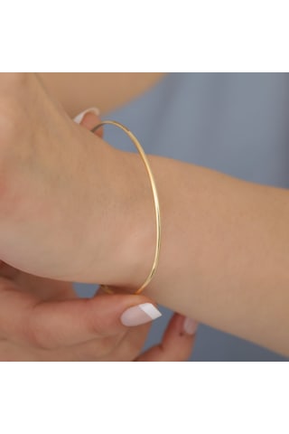 14 Ayar Mikron Altın Kaplama Düz Parlak Ajda Gümüş Bilezik - Bv00113 Altın