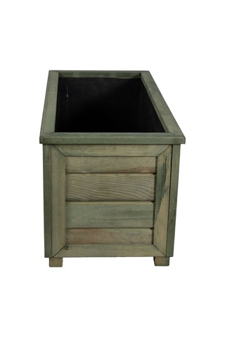 Kaf Ahşap Dekoratif Ahşap Saksı - Uzun / Emprenye Yeşil