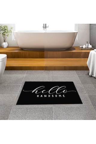 Evaşk Banyo Paspası İpeksi Kadifemsi Halı Yüzey Kaymaz Taban 60x90 BM00960S Siyah