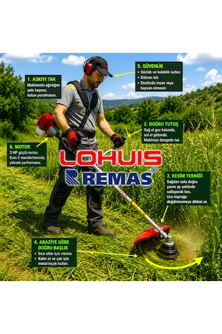 Lohuis Remaş Cg63 Benzinli Motorlu 3 Hp Yan Tırpan Ot Çalı Tırpanı