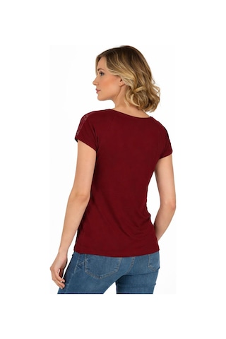 Kadın Omuz Dantel Detaylı Örme Bluz Bordo 25465 Bordo