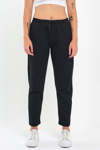 MMetalic Kadın Lacivert Klasik Cepli Eşofman Altı Antrasit