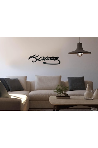 Dekoratif Ahşap Kesim Atatürk İmzası Duvar Ev Ofis Dekoru Süs