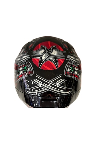 Shiro Katana Sv Samurai Kapalı Kask Kırmızı - Siyah