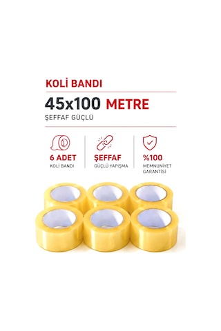 Diyarı Fırsat Şeffaf Hotmelt Koli Bandı 45 Mm X 100 M 6'lı Paket 6 Adet