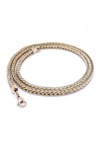 Erkek Köşeli Kral Bakla Örgülü Çelik Kolye 4mm 9190 Altın