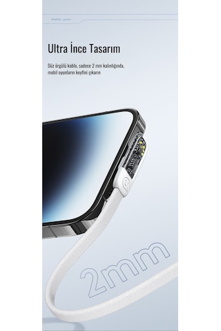 Usams Sj583 20w Lightning To Type-c Dirsek Hızlı Şarj Ve Veri Kablosu 1.2m Şeffaf Siyah