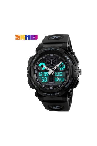 Yunboo Skmeı Erkek Spor Saati 1270: Çift Zaman, Kronometre, Alarm, 5atm Su Geçirmez, Işıklandırmalı, Kuvars+dijital Hareket Çok Renkli