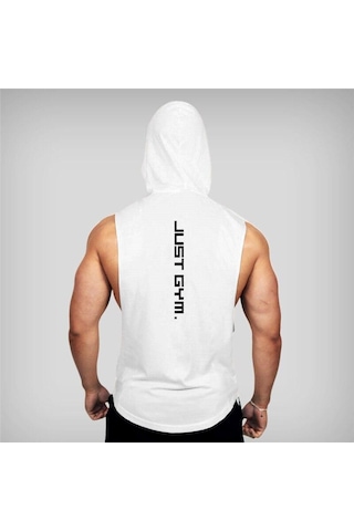 Beyaz Muscleguys Yeni Moda Spor Pamuk Kolsuz Gömlek Erkek Spor Salonu Kapüşonlular Tank Top Erkekler Spor Gömlek Vücut Geliştirme Atlet Egzersiz Yelek Erkekler