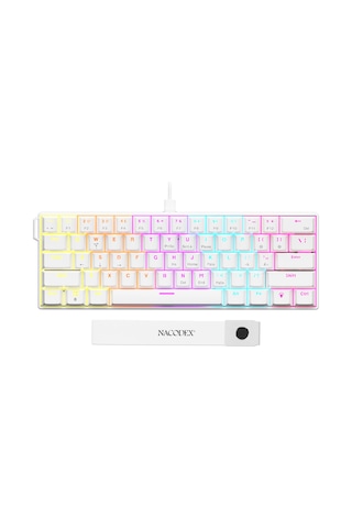 Ajazz Nk61 Red Switch Kablolu Hot-swap Klavye Rainbow Aydınlatma Taşıma Bandı Beyaz