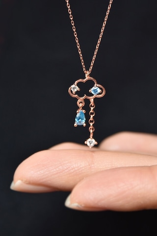 Papatya Silver 925 Ayar Gümüş Rose Kaplama Yağmur Bulutu Kolye