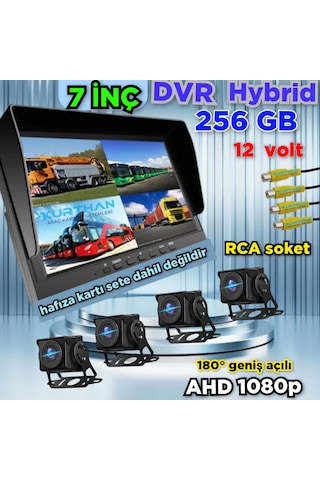 7 İnç Dvr Ekran 4 Ad 180 Derece Balık Gözü Lens Ahd Kamera Seti