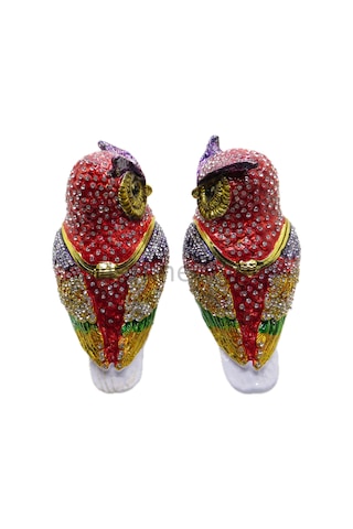 Swarovski Taşlı Bakışan Büyük Baykuş 2'li - Gizli Hazneli Masaüst