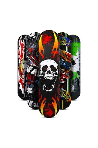 Orta Boy Kaykay 60 Cm 8 Katmanlı Canlı Desenli Kemik Teker Kaymaz Skateboard 2406 Gri