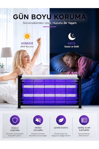 Gece Lambası Sivrisinek Sinek Öldürücü 2x10 20w Elektirikli 2 Ampulü Sinek Ve Haşere Öldürücü Yakalayıcı Sinek Öldürücü Cihaz Asma Telli Aç Kapa Düğmeli Led Sivrisinek Kovucu Sesiz Çalıma 10 Parça Siyah