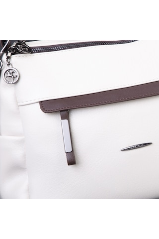 Nas Bag Çok Gözlü Yumuşak Ve Hafif Yapılı Çift Askılı Omuz Ve Çapraz Çanta 30x24 Cm Krem Kahve Victoria
