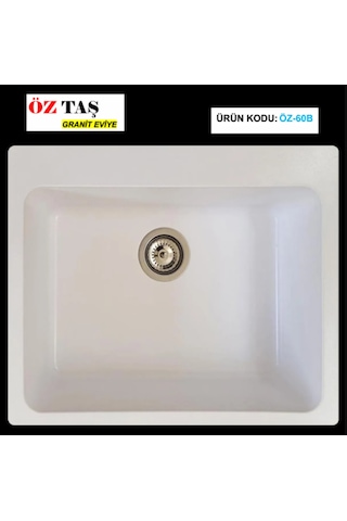 Öztaş ÖZ-60b Granit Mutfak Eviye Beyaz Tek Gözlü 55 x 60 CM