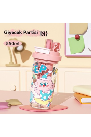 Çay Ve Suyu Ayırmak İçin Büyük Kapasiteli Plastik Su Bardağı Pembe