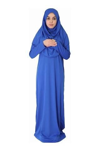 Saks Mavisi Fermuarsız Namaz Elbisesi (545583966) Saks