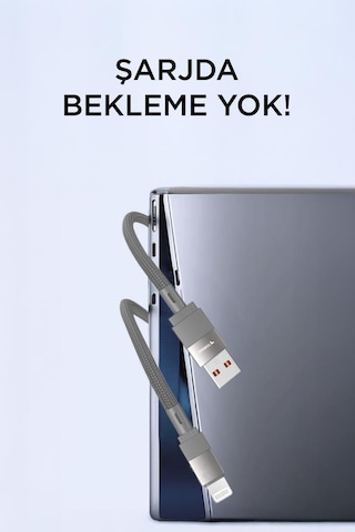 Torima U18 USB /Lightning Şarj Ve Data Kablosu Gri