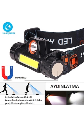 Gaman Dağcılık Tırmanışı Ve Gece Koşucuları İçin Su Geçirmez Kafa Fener Siyah