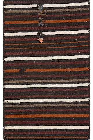 Gerçek El Dokuma Çok Renkli Çizgili Kilim Paspas