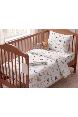 Maki Home Orman Hayvanları Desenli %100 Pamuklu Bebek Nevresim Takımı - Sincaplı Ve Tilkili Beşik Seti 4 Parça Çok renkli