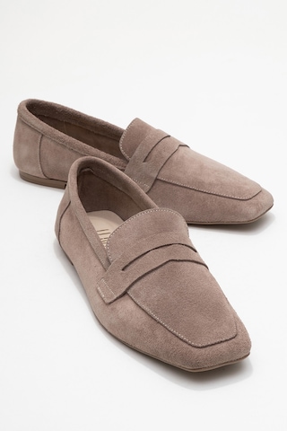 Luvishoes Luvi Shoes Rubra Vizon Süet Hakiki Deri Kadın Loafer Ayakkabı Vizon