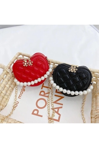 Ebitda Beyaz Inci Kolu Kızlar Mini Omuz Askılı Çanta Prenses Cüzdan Bozuk Para Cüzdanı Çanta Sevimli Çocuk Kalp Şeklinde Crossbody Çanta Beyaz