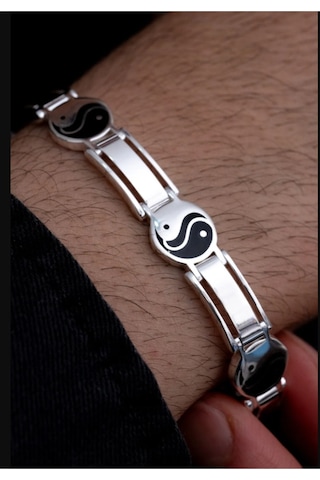 925 Ayar Yin Yang Model 925 Ayar Gümüş Erkek Bileklik