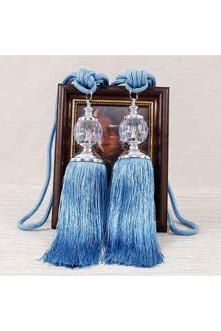 Hfambition Perde Bağlama Püsküllü Takım 2 Parça - Plastik Ve Polyester, 66 Cm Uzunluk