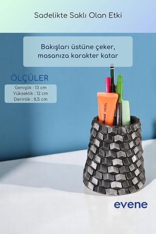 Tr Kalemlik Masa Kalemliği Organizer Kalemlik Gümüş Eskitme Renk Model 84 Genel