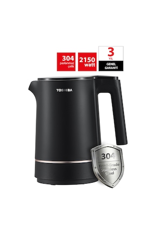Toshiba Cool Touch KT-15PS1WCIS K Gizli Rezistanslı 1.5 L Siyah Su Isıtıcı Kettle