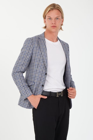 Sposo 5138 Dar Kalıp Kare Desenli Gri Erkek Blazer Ceket Gri