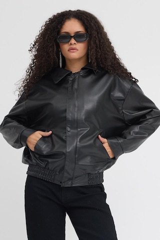 Prifaldi Pb Oversize Siyah Deri Ceket Siyah