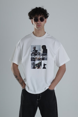 Cocopelli Not Dangerous Beyaz Oversize Tasarım T-shirt Coc1395 Beyaz