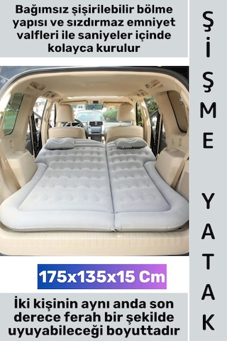 Yatak Ergonomik Konforlu Panelvan Minibüs Kamp Piknik Outdoor Plaj Uzun Yol Seyahat Ekstra Dolgun H Gri