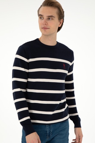 U.S. Polo Assn. Erkek Slim Fit Bisiklet Yaka Lacivert Kazak 50292850-VR033