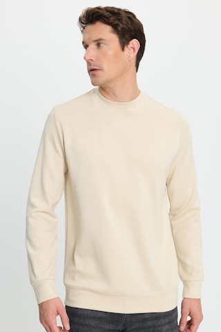 Tudors Erkek Relax Fit Rahat Kesim Uzun Kollu Ekstra Yumuşak Bisiklet Yaka Kemik Rengi Sweatshirt-41870 Kemik
