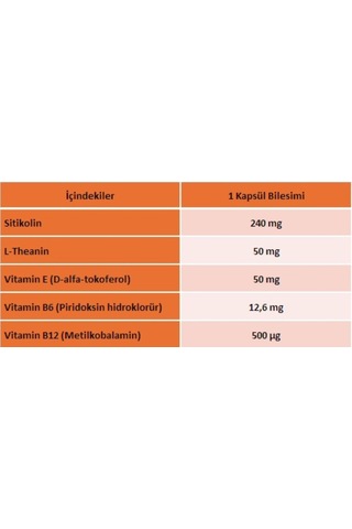 Senkavit Sitikolin L-Teanin ve Vitamin E İçeren Takviye Edici Gıda 2 x 30 Kapsül