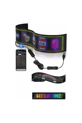 Cama Yapışan En Büyük Boy 16x96 Telefon Kontrollü Led Ekran Digital Araba Yazısı Çok Renkli