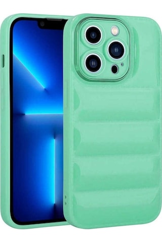 Apple Uyumlu iPhone 12 Pro Max Kılıf Kamera Korumalı Parlak Airbag'li Zore Galya Kapak Su Yeşil
