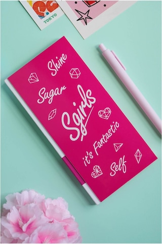 Sgirls- Sert Kapak Planlayıcı Defter 8,5x18,5 Cm , 100 Gr. 80 Yaprak Ivory. Pembe